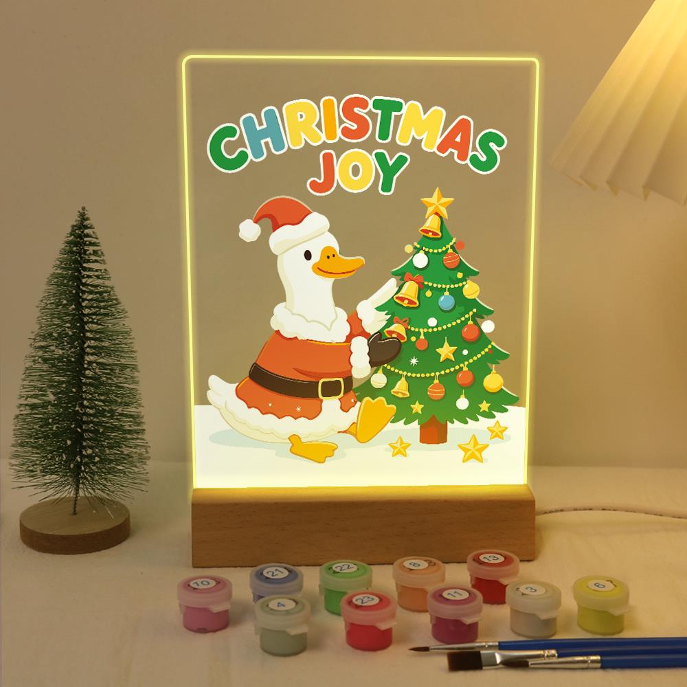Santa Duck Trimming the Tree paint by numbers light-up sign – image 5