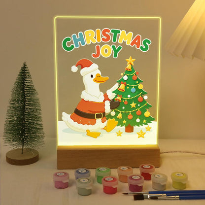 Santa Duck Trimming the Tree paint by numbers light-up sign – image 5