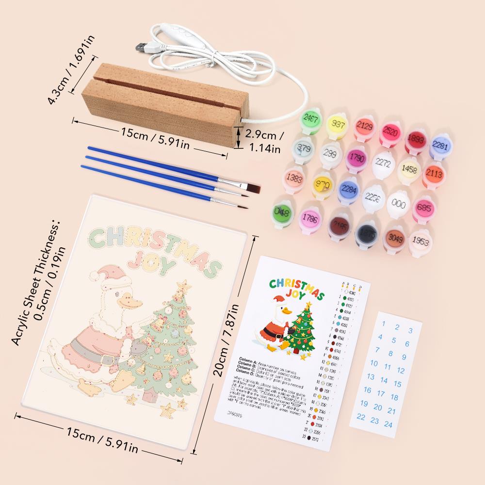 Santa Duck Trimming the Tree paint by numbers light-up sign – image 6