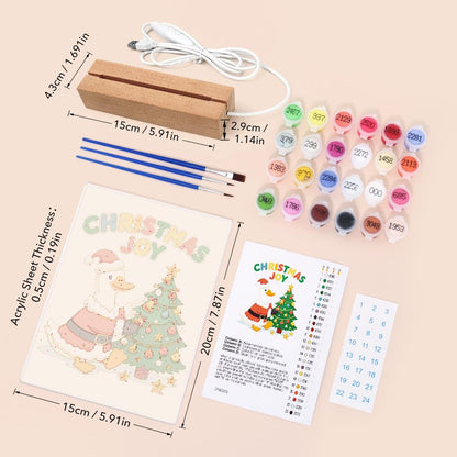 Santa Duck Trimming the Tree paint by numbers light-up sign – image 6
