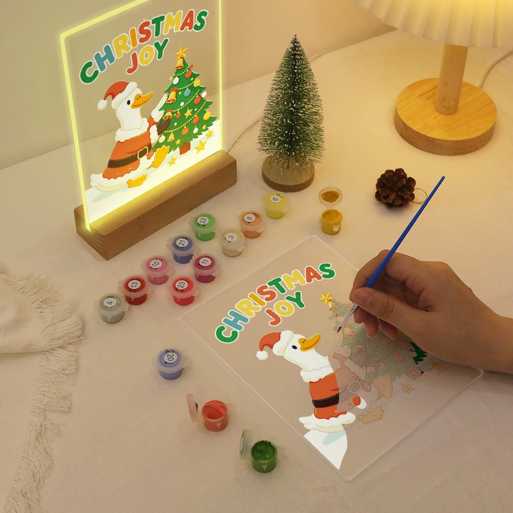 Santa Duck Trimming the Tree paint by numbers light-up sign – image 10