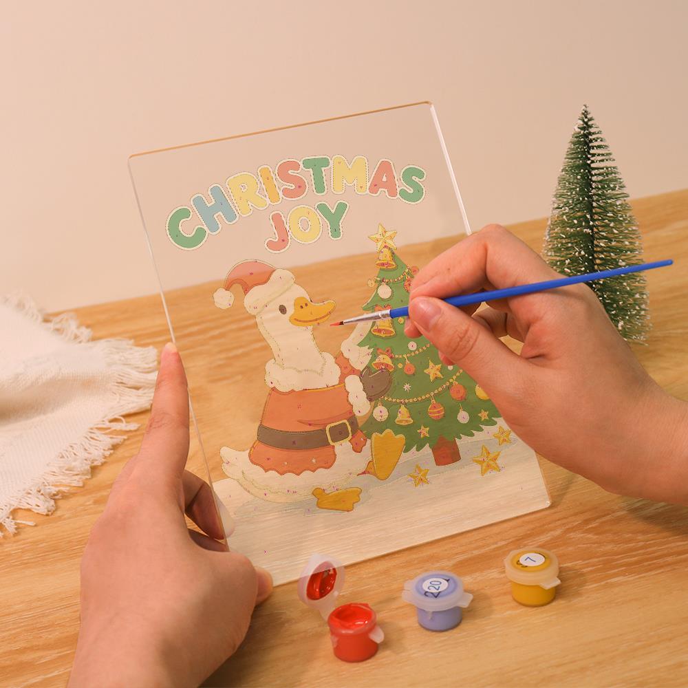 Santa Duck Trimming the Tree paint by numbers light-up sign – image 11