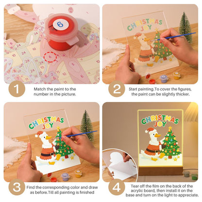 Santa Duck Trimming the Tree paint by numbers light-up sign – image 12