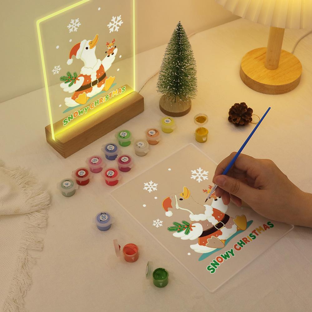 Snowflake Duck with Tiny Reindeer paint by numbers light-up sign – image 10