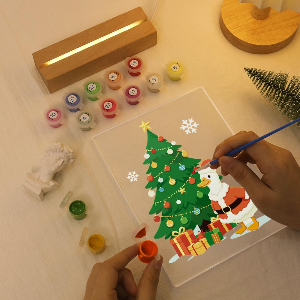 Santa Duck by the Towering Tree paint by numbers light-up sign – image 7