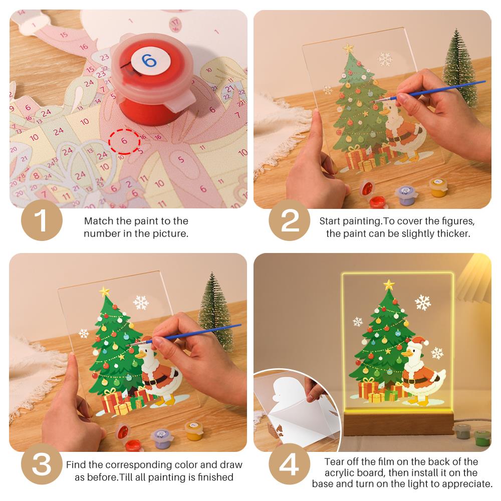 Santa Duck by the Towering Tree paint by numbers light-up sign – image 12