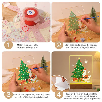 Santa Duck by the Towering Tree paint by numbers light-up sign – image 12