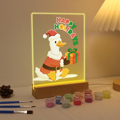 Duck Delivering a Holiday Gift paint by numbers light-up sign – image 4
