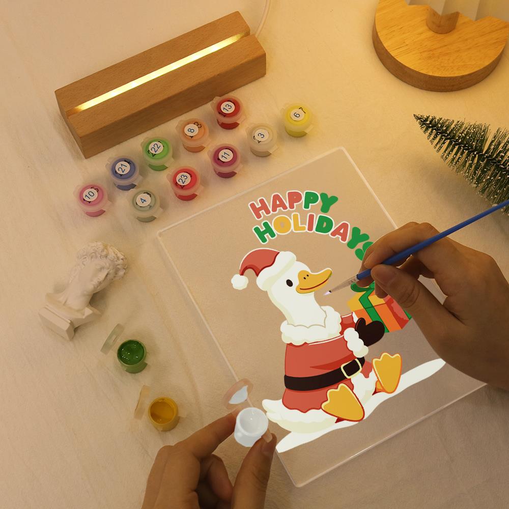 Duck Delivering a Holiday Gift paint by numbers light-up sign – image 7