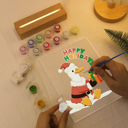 Duck Delivering a Holiday Gift paint by numbers light-up sign – image 7