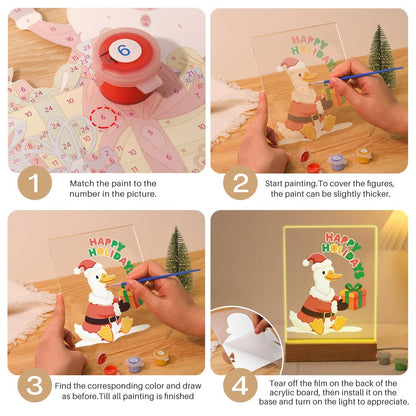 Duck Delivering a Holiday Gift paint by numbers light-up sign – image 12
