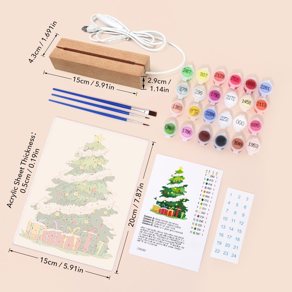 Tinsel-Wrapped Christmas Tree paint by numbers light-up sign – image 6