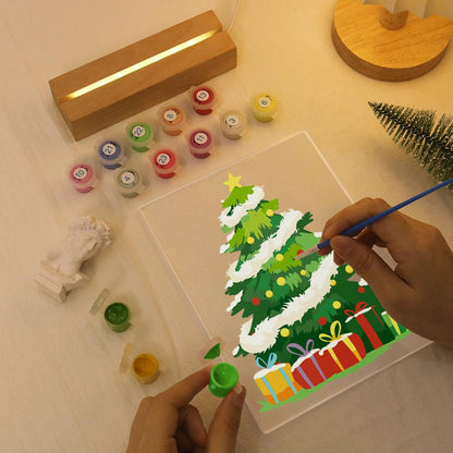 Tinsel-Wrapped Christmas Tree paint by numbers light-up sign – image 7