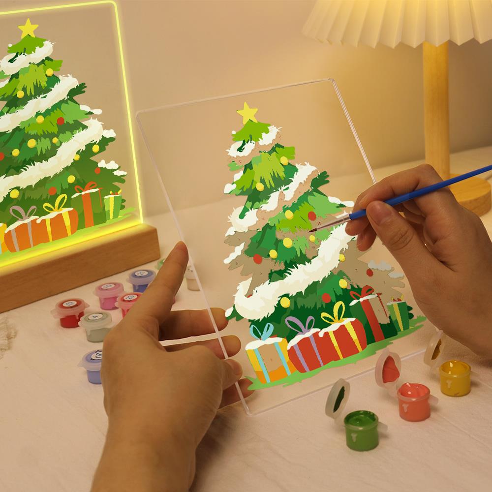 Tinsel-Wrapped Christmas Tree paint by numbers light-up sign – image 9