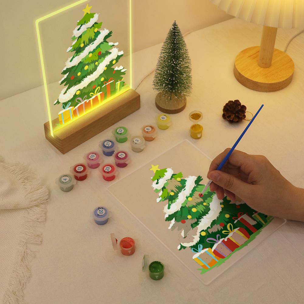 Tinsel-Wrapped Christmas Tree paint by numbers light-up sign – image 10