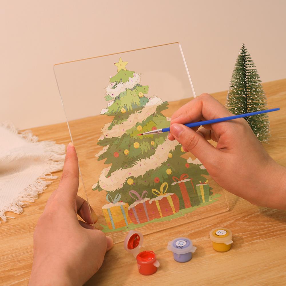 Tinsel-Wrapped Christmas Tree paint by numbers light-up sign – image 11