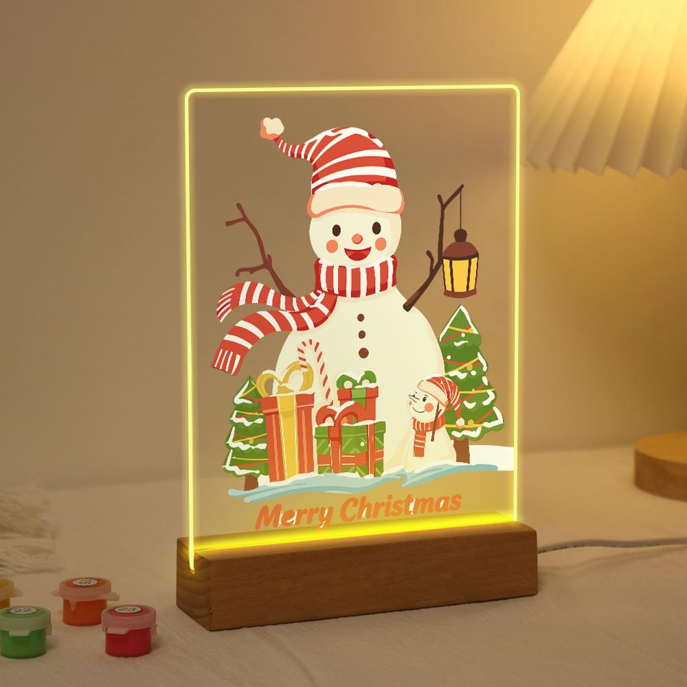 Striped-Hat Snowman with Lantern paint by numbers light-up sign – image 3