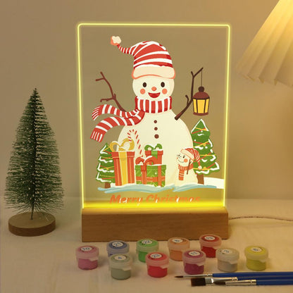 Striped-Hat Snowman with Lantern paint by numbers light-up sign – image 5