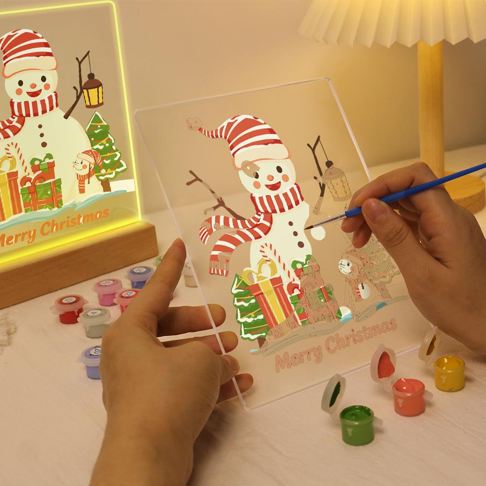 Striped-Hat Snowman with Lantern paint by numbers light-up sign – image 9