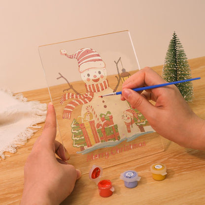 Striped-Hat Snowman with Lantern paint by numbers light-up sign – image 11