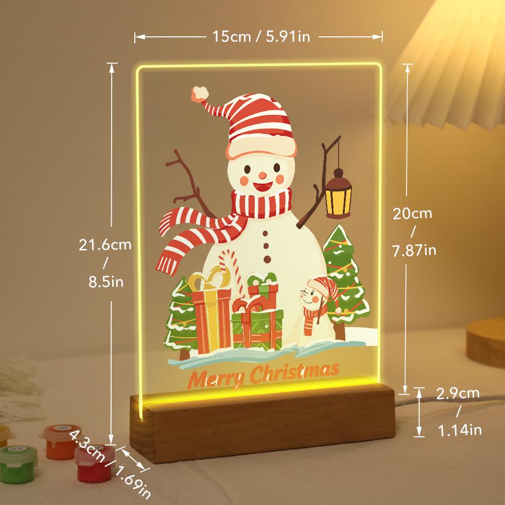 Striped-Hat Snowman with Lantern paint by numbers light-up sign – image 21