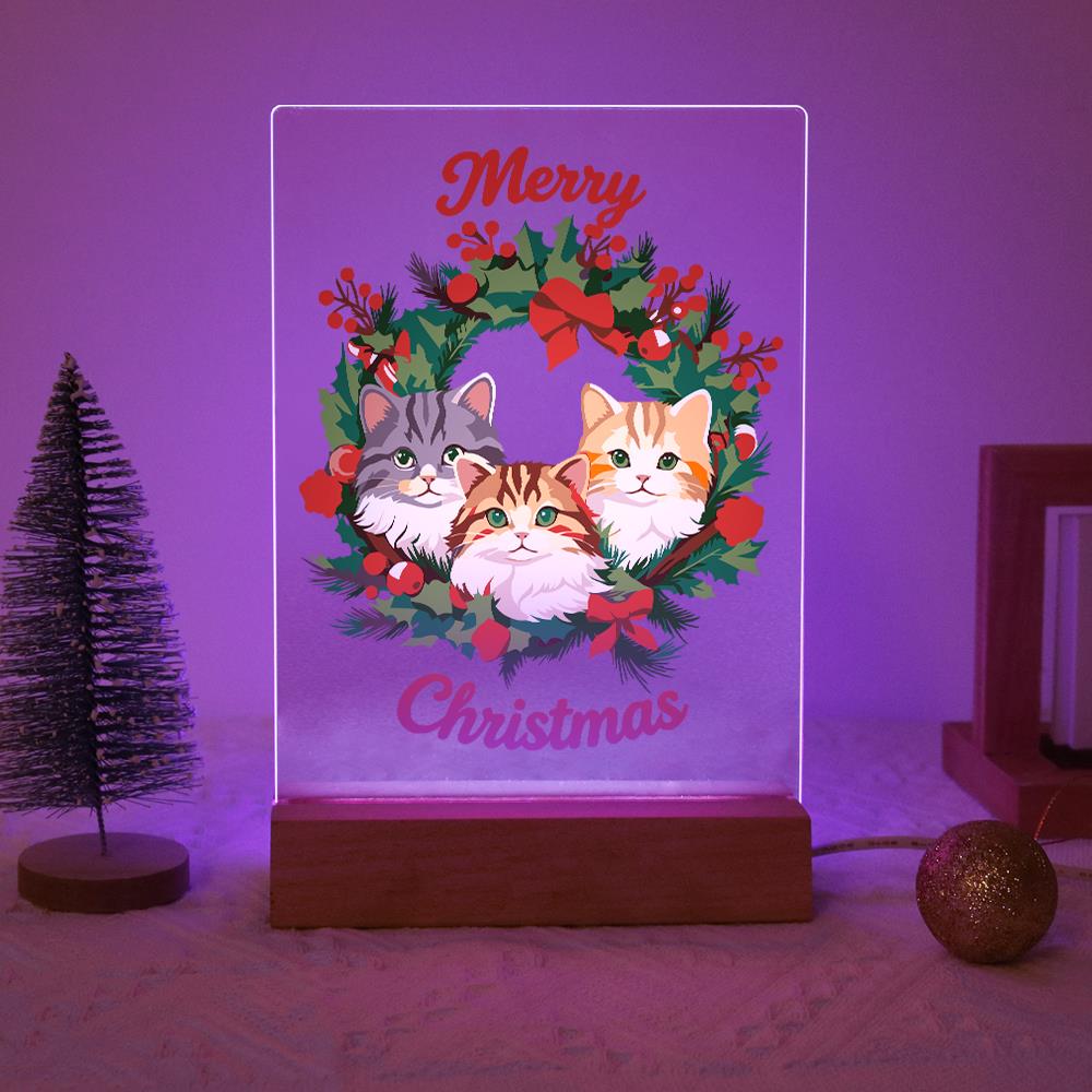 Three Cats in a Holly Wreath paint by numbers light-up sign – image 15