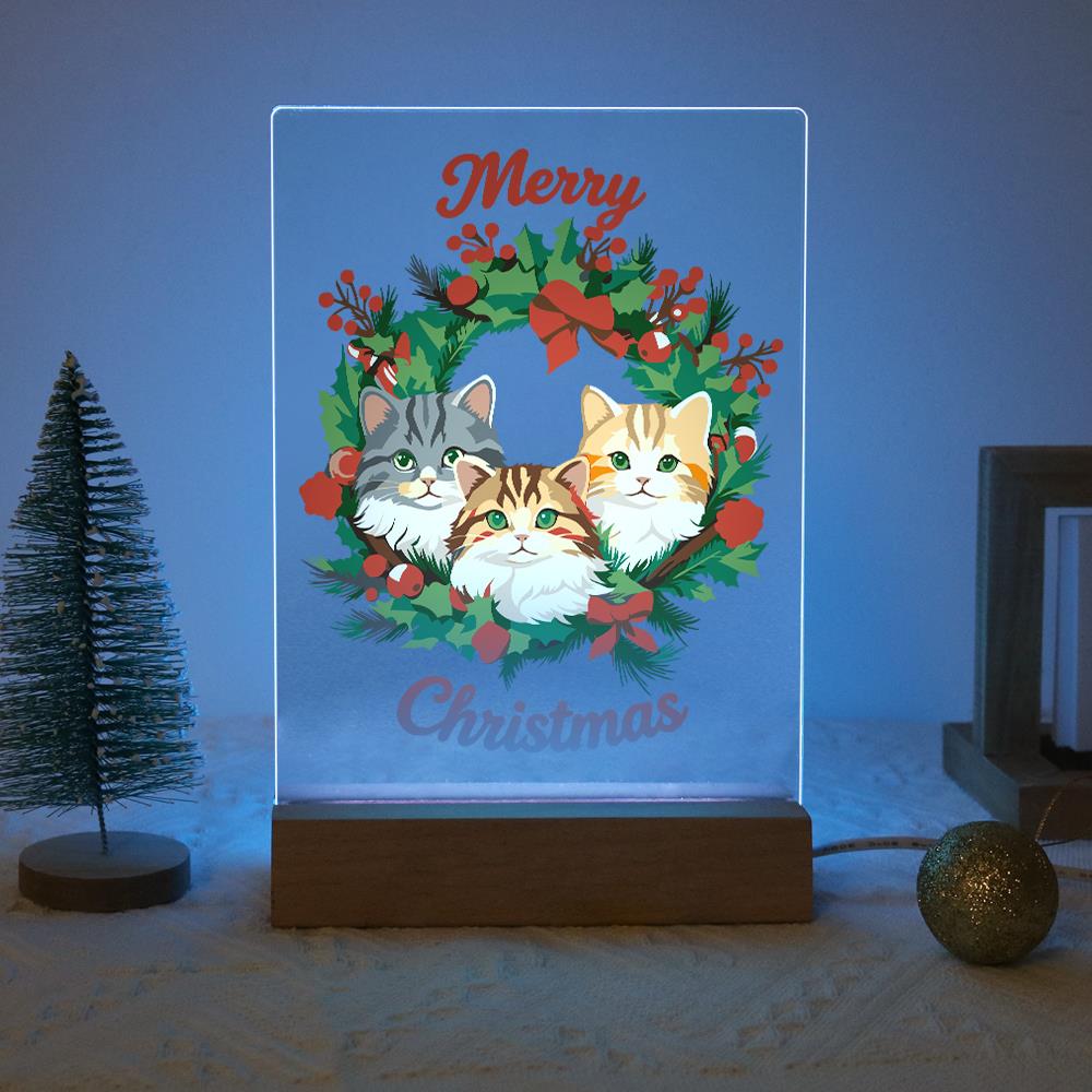 Three Cats in a Holly Wreath paint by numbers light-up sign – image 16