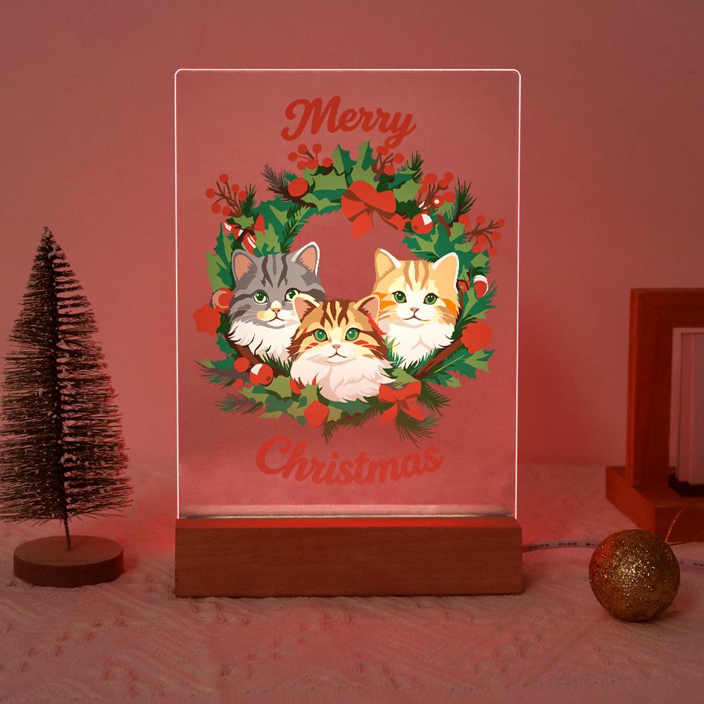 Three Cats in a Holly Wreath paint by numbers light-up sign – image 17