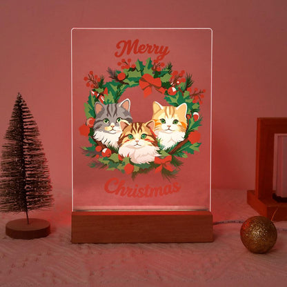 Three Cats in a Holly Wreath paint by numbers light-up sign – image 17