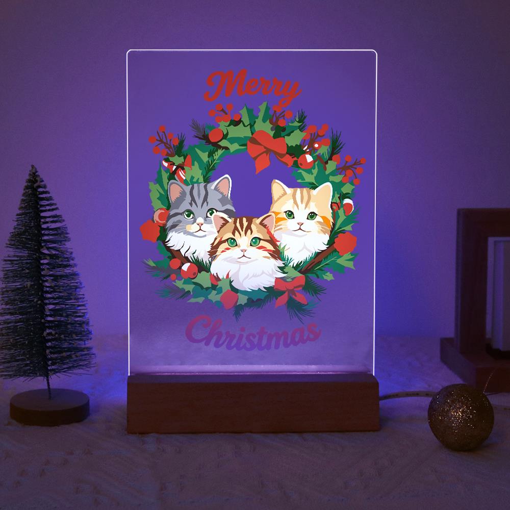 Three Cats in a Holly Wreath paint by numbers light-up sign – image 18