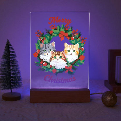 Three Cats in a Holly Wreath paint by numbers light-up sign – image 18