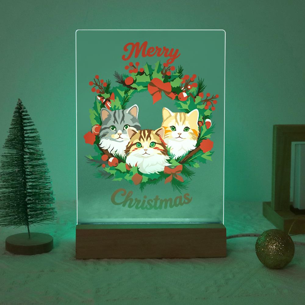 Three Cats in a Holly Wreath paint by numbers light-up sign – image 19