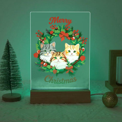 Three Cats in a Holly Wreath paint by numbers light-up sign – image 19