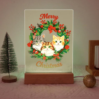 Three Cats in a Holly Wreath paint by numbers light-up sign – image 20