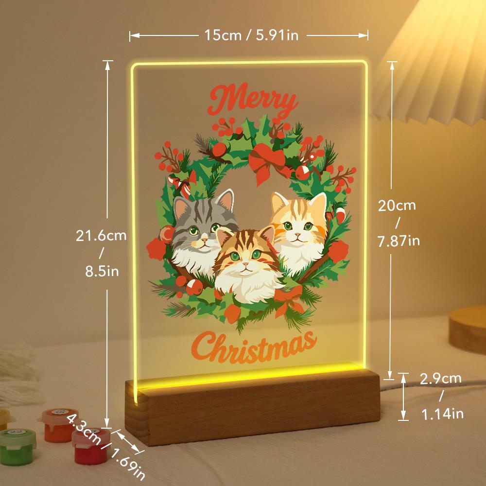 Three Cats in a Holly Wreath paint by numbers light-up sign – image 21