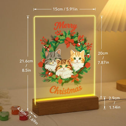 Three Cats in a Holly Wreath paint by numbers light-up sign – image 21