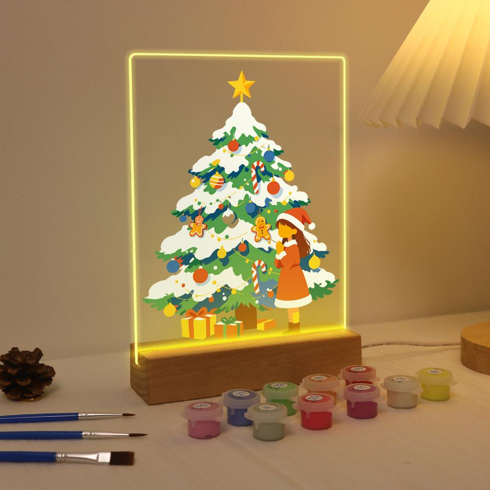 Little Girl by the Snowy Tree paint by numbers light-up sign – image 4
