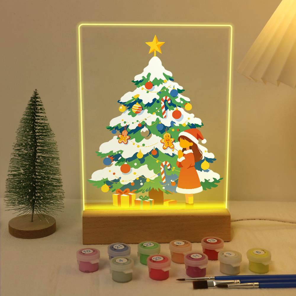Little Girl by the Snowy Tree paint by numbers light-up sign – image 5