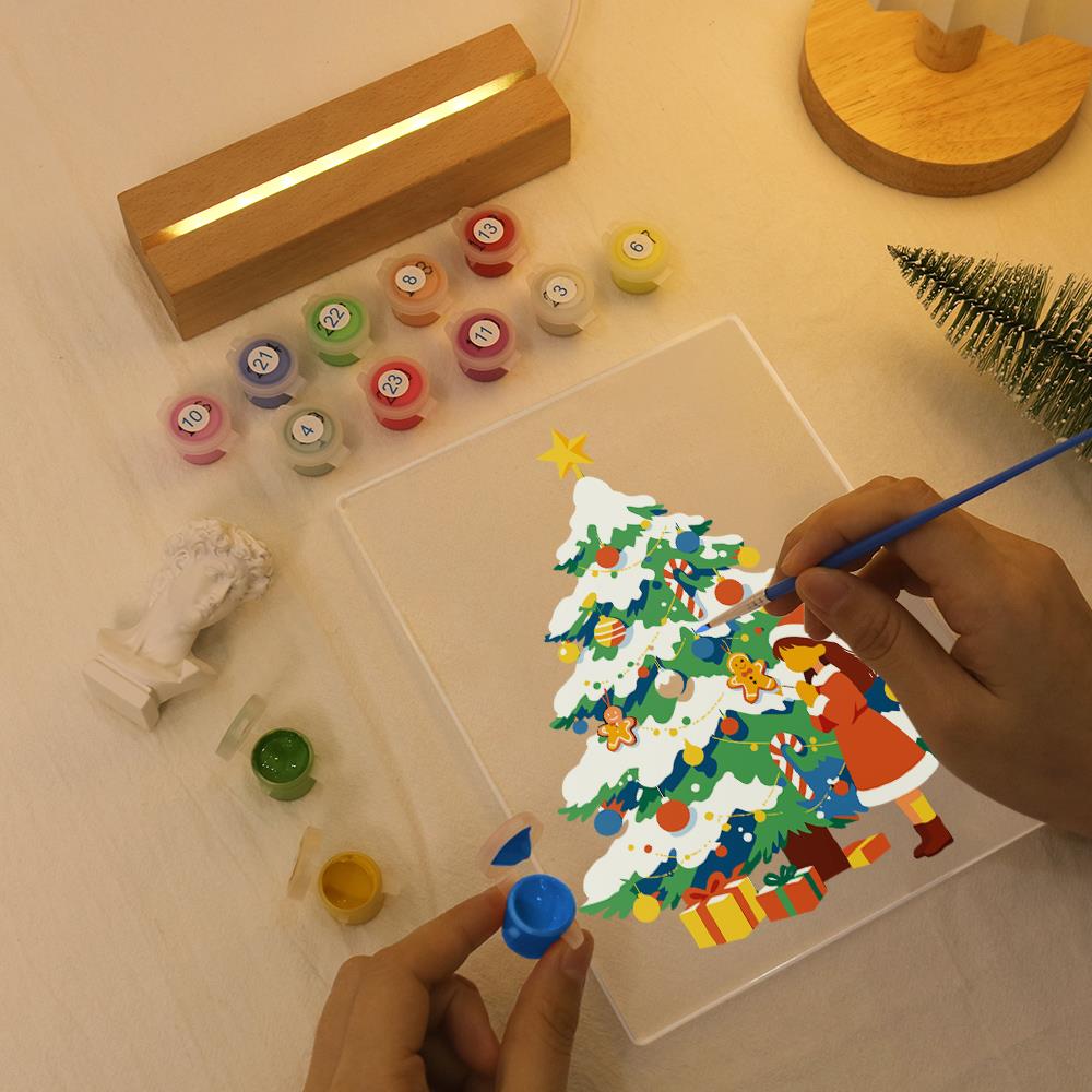 Little Girl by the Snowy Tree paint by numbers light-up sign – image 7