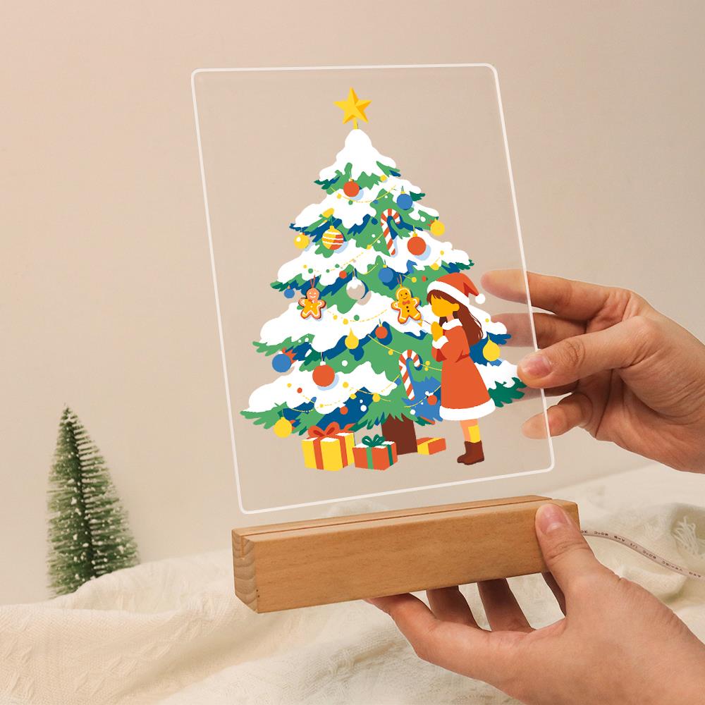 Little Girl by the Snowy Tree paint by numbers light-up sign – image 13