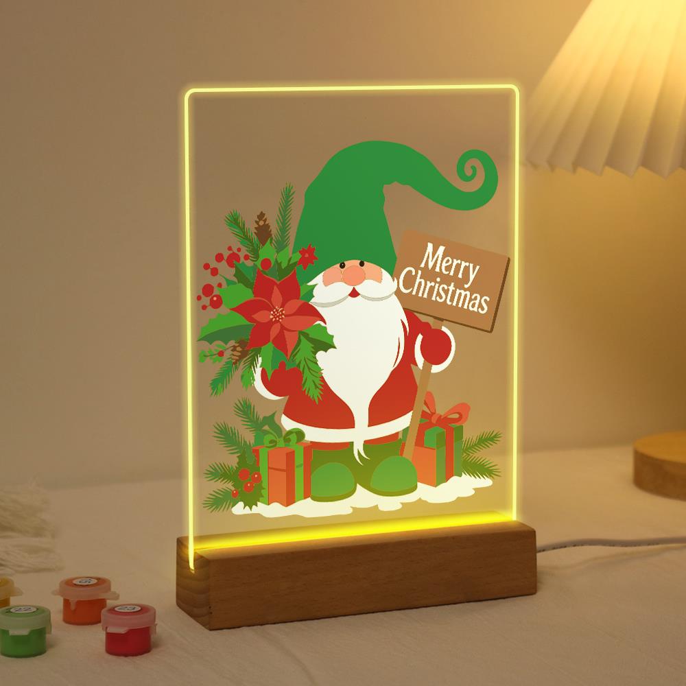 Green-Hat Gnome with Poinsettias paint by numbers light-up sign – image 3