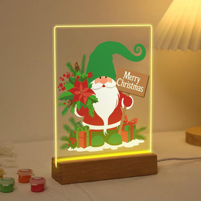 Green-Hat Gnome with Poinsettias paint by numbers light-up sign – image 3