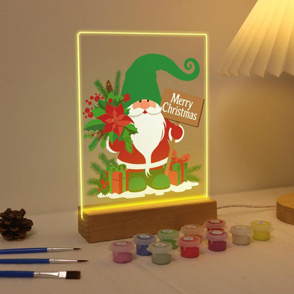 Green-Hat Gnome with Poinsettias paint by numbers light-up sign – image 4
