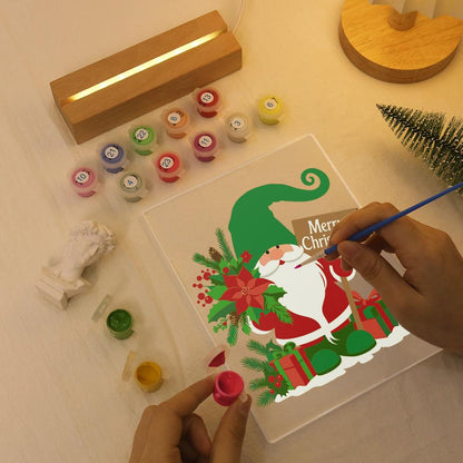 Green-Hat Gnome with Poinsettias paint by numbers light-up sign – image 7