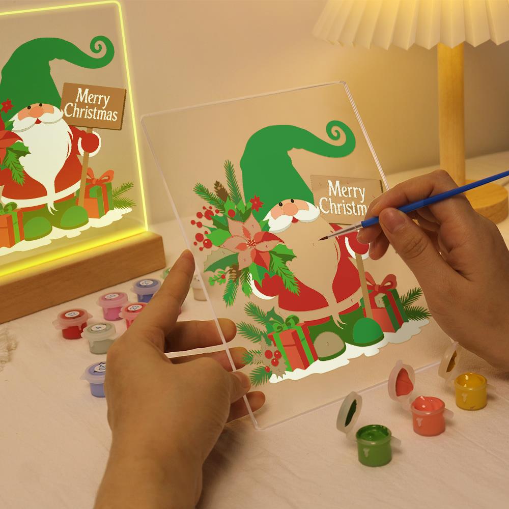 Green-Hat Gnome with Poinsettias paint by numbers light-up sign – image 9