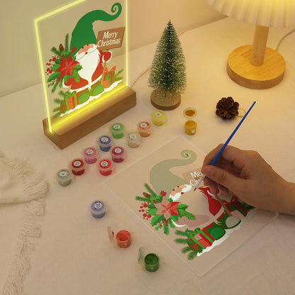 Green-Hat Gnome with Poinsettias paint by numbers light-up sign – image 10