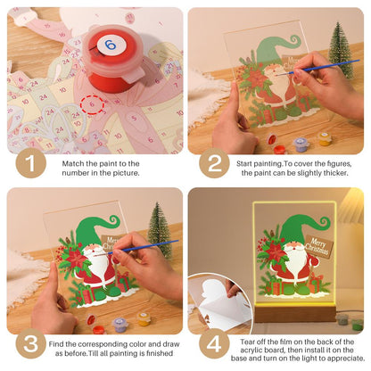 Green-Hat Gnome with Poinsettias paint by numbers light-up sign – image 12