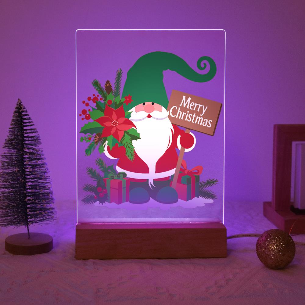 Green-Hat Gnome with Poinsettias paint by numbers light-up sign – image 15
