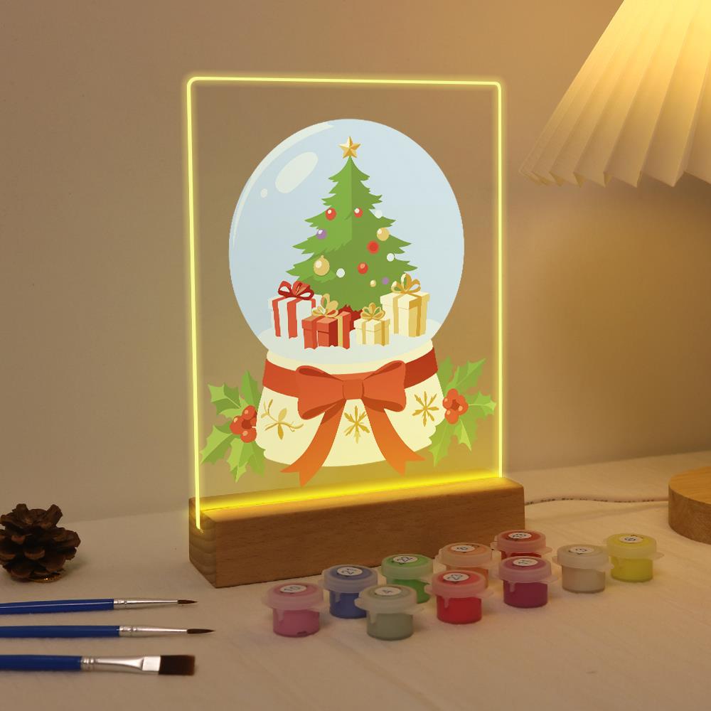 Ribbon-Tied Snow Globe Tree paint by numbers light-up sign – image 4