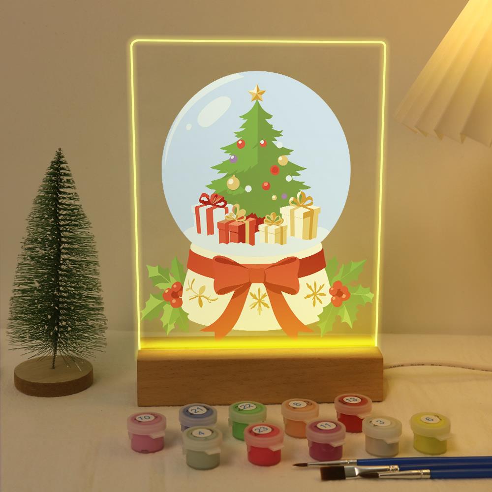 Ribbon-Tied Snow Globe Tree paint by numbers light-up sign – image 5